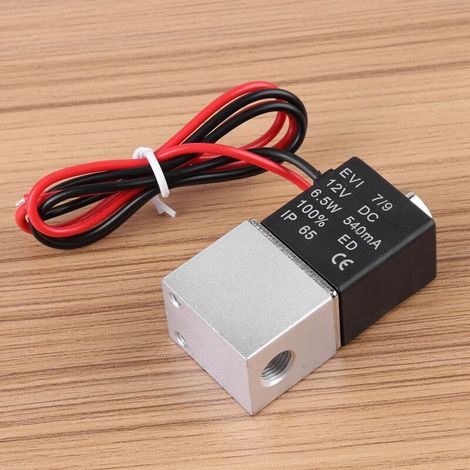 12V DC 1/8" 2-Wege-Elektropneumatikventil (normalerweise geschlossen) aus Aluminium