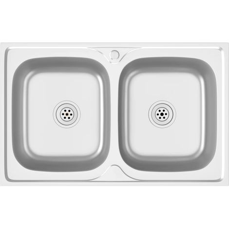 ��vier de cuisine �� double lavabo Argent�� 800x500x155 mm INo?lll (1/5)