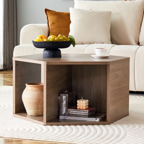 Tisch Wohnzimmertisch modern MDF Holzoptik Braun OKMYHOME (1/5)