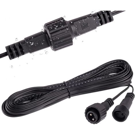 Extension Cable Garland, 2 Pin Extender Waterproof Connectors for Solar Floodlights, Garden Spike Lights, Outdoor Christmas Lighting, Tree Light (1/5)