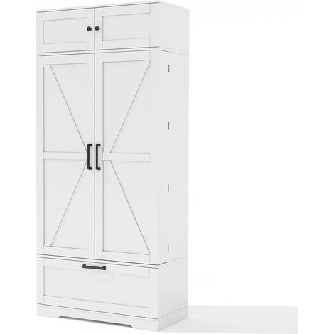 GagaArmoire cuisine 80x40x180 cm, tiroirs, casier à vin, blanc (1/5)