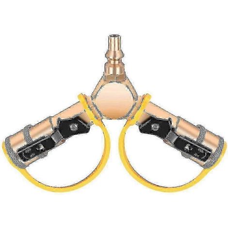 Adaptateur en Y à connexion rapide pour propane de VR 1/4 pouce avec vanne d'arrêt et prise à débit maximal, 2 voies, gaz propane (1/4)
