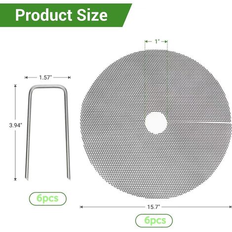 Grille de protection de terreau pour pots de fleurs, couvercle ajouré anti‑chat pour plantes d'intérieur, Composition : 6 pièces, diamètre : 40 cm, trou central : 2,5 cm, Couleur : noir (1/5)