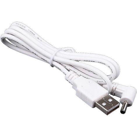 Adaptateur secteur USB mâle vers CC avec coude à 90 degrés, câble de conversion d'alimentation 3,5 mm x 1,35 mm, blanc. (1/5)