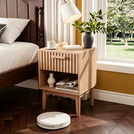 Tables de chevet lot de 2 – Bedside table Dimensions 40x35x55 cm - Buffet de rangement - Commode à 1 tiroir – Panneau d’aggloméré couleur bois naturel - MDF – Multifonctionnelles pour rangement