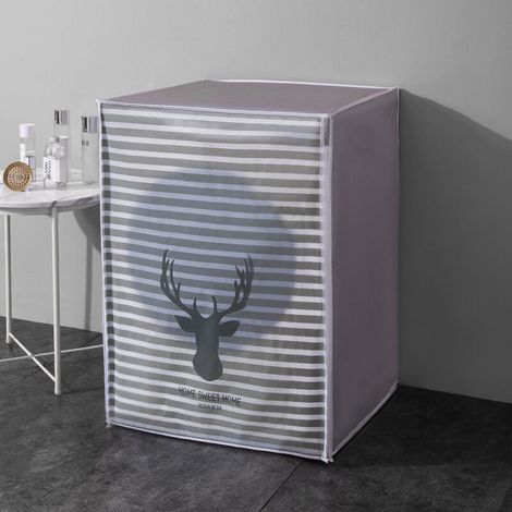 Striped deer pattern tumble dryer cover, waterproof washing machine cover, PEVA (1/5)