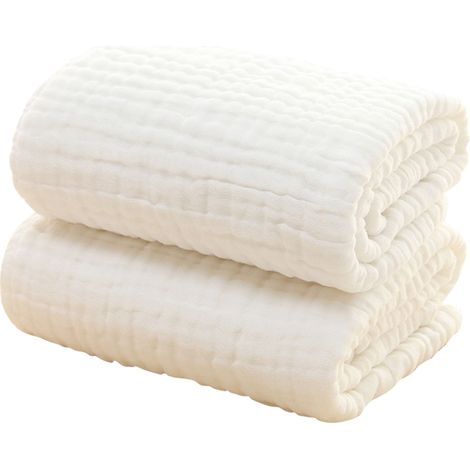 Gant De Bain Bébé - Coton Naturel 12x12 Pouces - 6 Couches - Hypoallergénique - Pour Peau Sensible - Lot De 6 (1/5)