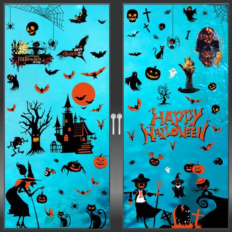 Halloween Fenêtre Autocollants Halloween Decoration, eStickers Citrouille, Sorcière, Squelette, Decoration Halloween (1/5)