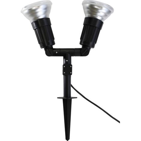 Lampe de jardin à piquer E27 noir – IP44 – 2 ampoules jusqu'à 80W – Câble de 3m – Angle d'éclairage 180° – Megatron