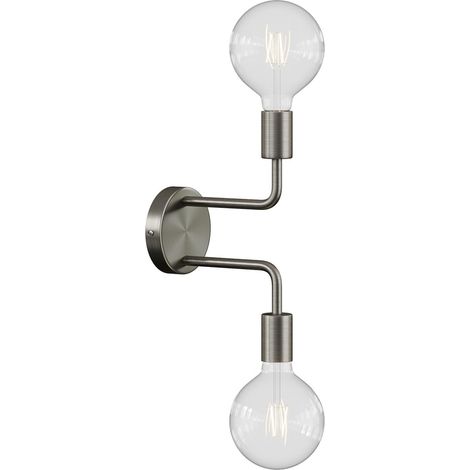 Fermaluce Metal, lampada a muro in metallo con doppia estensione curva Con lampadina - Titanio satinato - No (1/4)