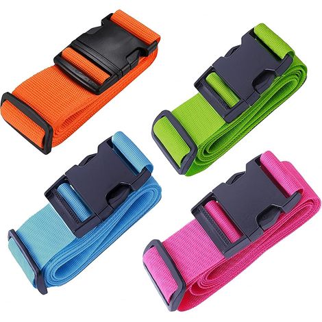 Sangle De Bagages - Réglable 150 cm - Croisée Pour Valise Rigide Ou Souple - Ensemble De 4 Pièces (1/5)