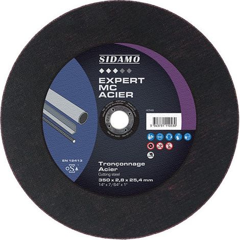 Sidamo – Disque à tronçonner 350mm – Épaisseur 3mm – Alésage 25,4mm – Acier haute dureté – Coupe nette sans éclat (1/4)