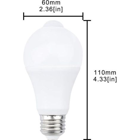 Ampoule LED E27 avec détecteur de mouvement Lumière intelligente 9 W Remplace l'ampoule basse consommation 90 W Angle d'éclairage 120°, blanc, E27, 9 W (1/3)