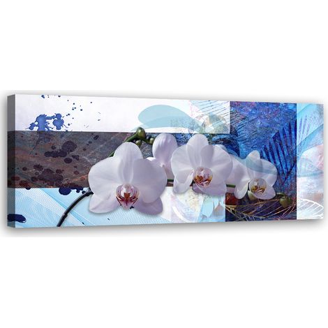 Tableau sur toile Composition d'une orchidée bleue 90x30 (1/5)