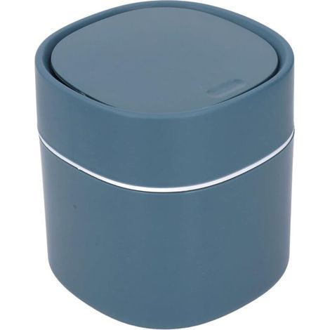 Poubelle de table avec couvercle, mini poubelle en plastique, petite poubelle pour chambre, salle à manger, salle de bain, bureau (bleue) (1/5)