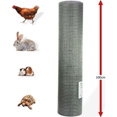 Dema – Grillage galvanisé à maille carrée 13 mm 1 x 20 m – Épaisseur 0,8 mm – Résistant à la corrosion – Pour enclos petits animaux