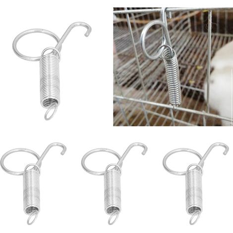 Lot de 20 plaques de fixation pour portes de cages d'élevage, crochets à ressort pour portes de cages, accessoires de fixation pour mangeoires à lapins, grands crochets à ressort pour portes de cages. (1/5)