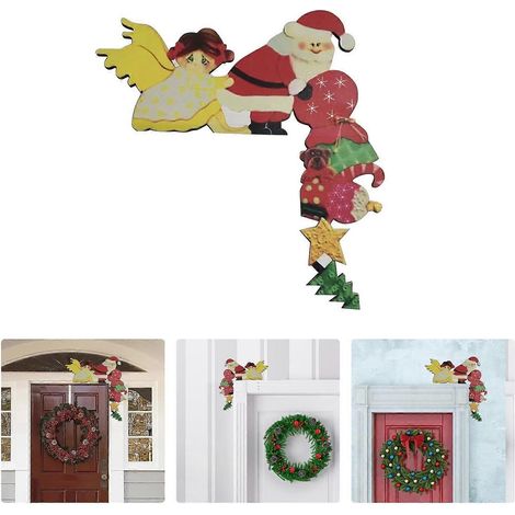 mit Geschenken, Holzrahmen, Tür, kreativem Ornament, Rentier, Weihnachtsmann, Weihnachtsdekoration für Zuhause (1/4)