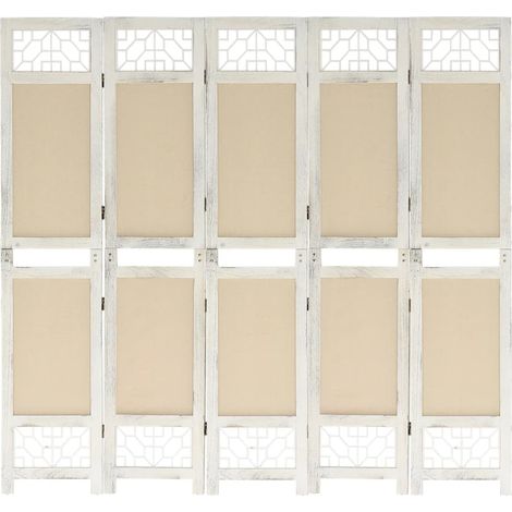 5-tlg. Raumteiler Creme 175x165 cm Stoff
