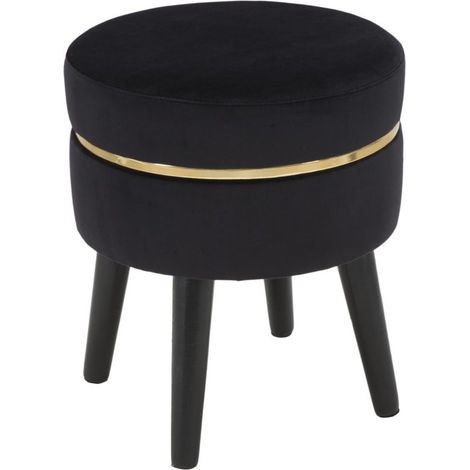 Tabouret Design en Velours "Paris" 40cm Noir