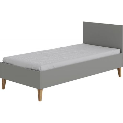 Lit enfant gris avec pieds en bois de chêne Blanka 80x180 (1/3)
