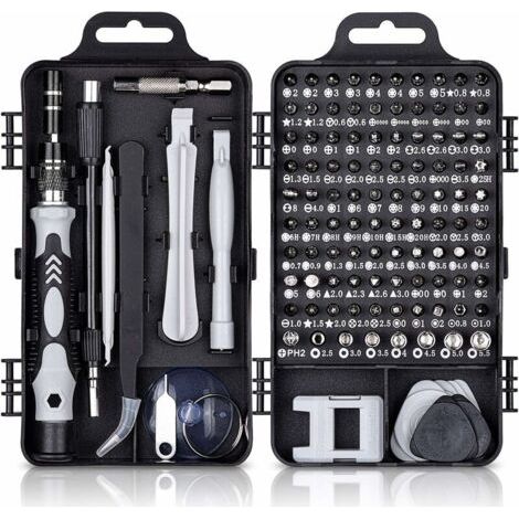 HOXILEELEO - Kit de tournevis de précision 115 en 1 – Outils de réparation pour ordinateurs, smartphones et lunettes – Extension flexible, poignées antidérapantes (1/5)