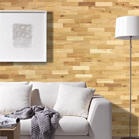 Woodwall – Panneau décoratif mural en bois chêne rustique huilé 200 x 50 mm – Surface 1 m² – Installation facile avec colle adaptée (1/5)