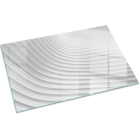 Premium Kaminbodenplatte Funkenschutzplatte Für Kaminofen Glasplatte für Kamin Feuerfeste Unterlage Wellen aus zarten Linien 100x70 cm (1/5)
