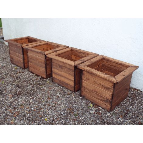 Charles Taylor 4 x Wooden Raised Square Planter Beds Pots (1/4)