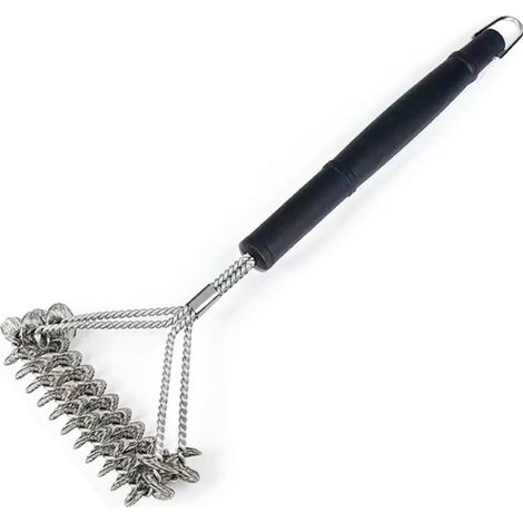 1 Brosse Gril Poils Acier Inoxydable Manche Long Ergonomique Crochet Suspension Nettoyage 360 Barbecue Extérieur (1/5)