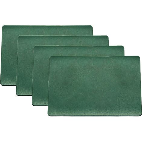 Lot de 4 sets de table en cuir vert (rectangulaires) 45 x 30 cm, épaisseur 2 mm (1/5)