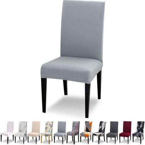 Housse de Chaise Extensible Lot de 4 Housse de Chaise Salle à Manger Universel Lavable Moderne Couvre Couverture de Chaise pour Décor Salle à Manger Restaurant Hôtel Bouquet,Gris Clair (1/5)