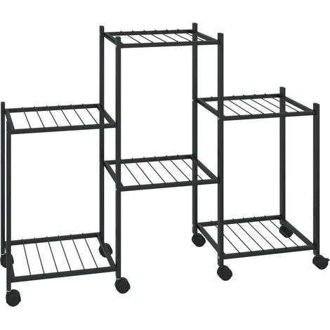 Jardinière sur roues pour plantes à déplacer 83 x 25 x 63,5 cm en fer noir (1/5)