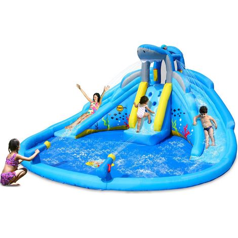 Castello Giostra Gonfiabile Acquatico Shark Splash Center con Pompa Happy Hop (1/5)