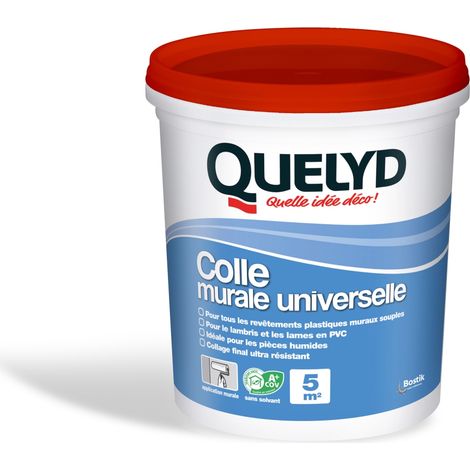 Colle murale universelle 1kg – Colle en pâte pour revêtements muraux souples – Sur supports absorbants ou non – Application facile – Quelyd