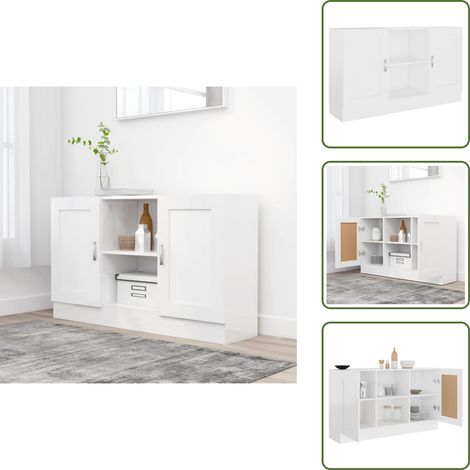 Buffet Blanc 120x30,5x70 cm Bois d'ingénierie - Buffet Blanc - Meuble Rangement - Armoire Entrée - Commode - Mobilier Salon (1/5)