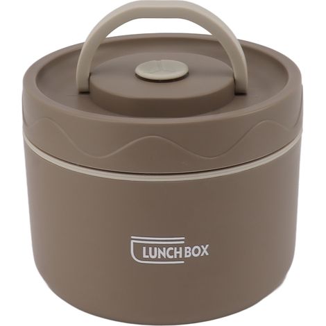 Assiette repas en acier inoxydable 550 ml, boîte bento empilable 2 étages, récipient alimentaire anti-fuite compatible micro-ondes, café foncé (1/5)