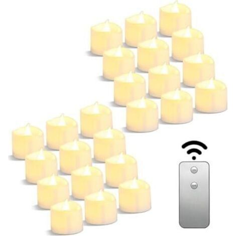 LED Tea Lights, Remote Controlled, Battery Powered, 1.5 x 1.5 Inch, 24 Pack, for Wedding Party, Halloween, Christmas, Home Decor (1/5)