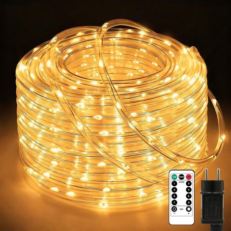 Filet lumineux d'extérieur, 2x2m 144 LED guirlande lumineuse d'extérieur blanc chaud avec prise, filet lumineux d'intérieur étanche avec télécommande et minuterie 8 modes, pour buissons jardin (1/5)