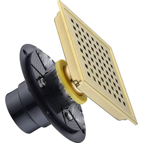 Siphon de douche carré en acier inoxydable avec bride amovible pour salle de bain, cuisine, filtre à cheveux facile à installer, grilles amovibles (1/5)