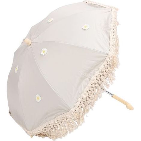 Gland bébé extérieur parasol frange résistant aux ultraviolets enfants parasol pour accessoires de photographie bord de mer jardin beige avec petit chrysanthème (1/5)