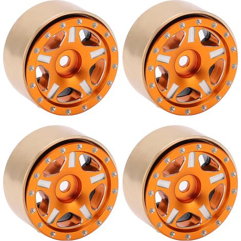 Lot de 4 moyeux Bead Lock en alliage d'aluminium et laiton pour pneus de véhicules RC Axial SCX24 1/24, orange (1/5)