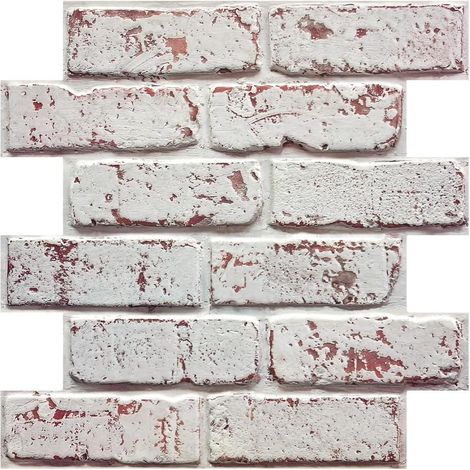Panneaux Muraux 3D Effet Brique Pierre Autocollant, 10 Pièces, Papier Peint Brique Auto Adhesif Mural 3D, 30 x 30 cm, PVC Revêtement Mural Imperméable pour Salon Cuisine Cheminée Chambre (1/5)