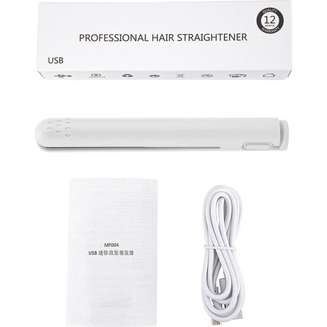 Mini Fer à Lisser 2 en 1 USB avec Plaques en Céramique pour Lissage et Boucles (1/3)