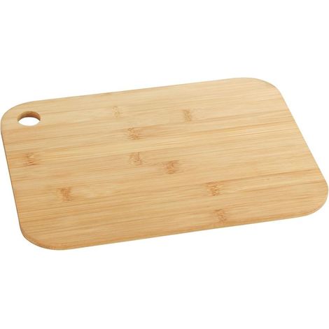 Tabla de cortar de bambú M - Tabla de cocina, tabla de cortar con orificio para el mango, protege la hoja, bambú, 30 x 0,8 x 20 cm, marrón (1/5)