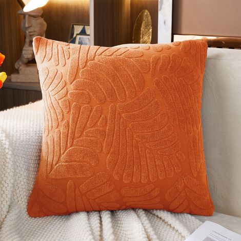 Housse De Coussin - Feuilles D'automne - 40x40 Cm - Orange - Polyester - Pour Canapé Ou Décoration Intérieure - 1 Pièce (1/5)