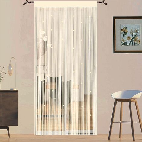 1 rideau en filet, pour séparer les pièces, moustiquaire pour porte, anti-mouches, usage intérieur et extérieur, couleur champagne, dimensions 90 x 200 cm (1/5)