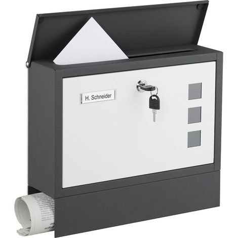 Briefkasten mit Zeitungsfach - Metall, matte Oberfläche