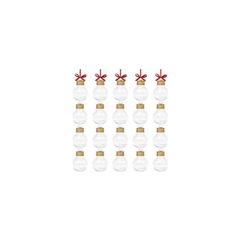20 palline di Natale da riempire, palline di plastica aperte da riempire, bottigliette di Natale trasparenti e sottili per Natale, matrimoni, compleanni, feste - Crezuo