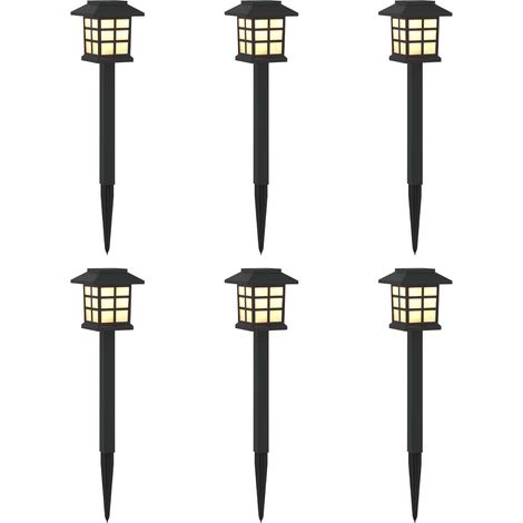 Luci solari da esterno con picchetto 6 pcs Bianco caldo 38,5 cm vidaXL (1/5)